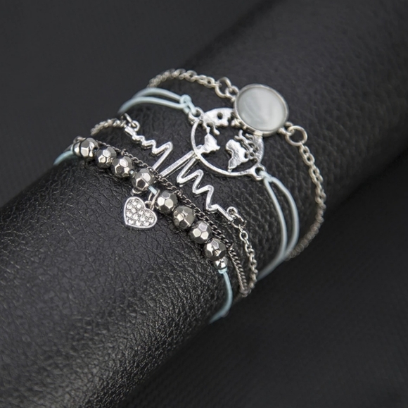 5pc Vintage Lustrous Charm Bracelet Set Gift Ideas - Picture 7 of 8